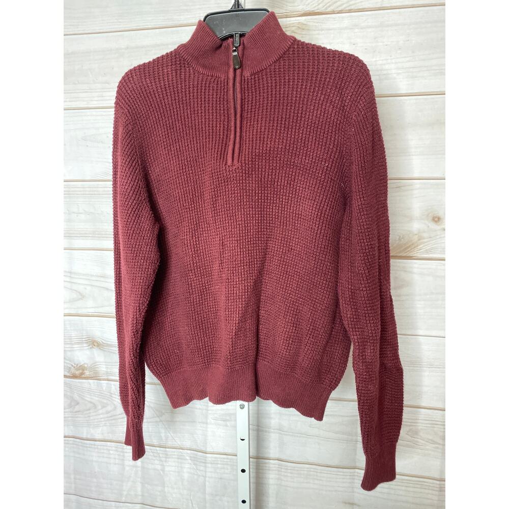 L.L. Bean Men's Size Small Cranberry Red Cashmere Pullover Sweater 1/4 Zip